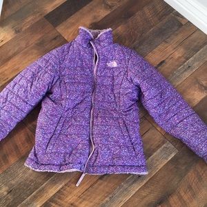 Reversible north face purple warm winter jacket